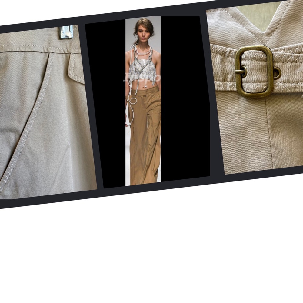 Emil Rutenberg Wide Leg Pants. Low Rise. Beige 10 - Picture 7 of 10